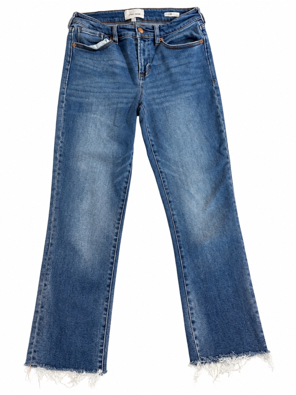 Dear John Blaire Straight Blue Wide-Leg Jeans with Frayed Hem